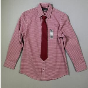 Nick Graham Men's ModFit Stretch Dress Shirt Tie Set Red/white 14.5-15 32/33 $75